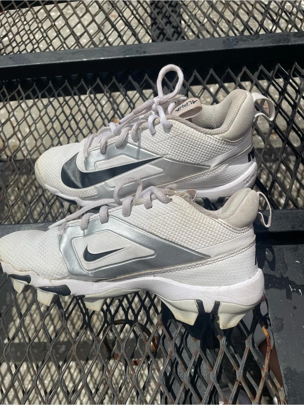 Nike Kids White and Silver Cleats